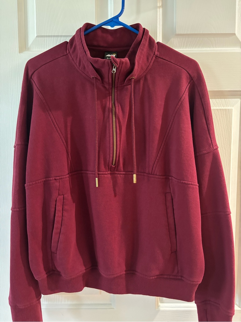Avia Burgundy Quarter-Zip Hoodie with Gold Accents